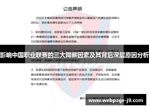 影响中国职业联赛的三大降薪因素及其背后深层原因分析 影响中国职业联赛的三大降薪因素及其背后深层原因分析